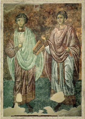  Свети Пантелејмон и један од двојице светих Бесребреника - Козма или Дамјан 